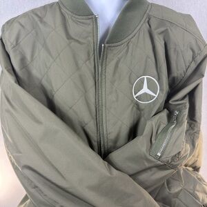 Charles River Apparel Olive Quilted Bomber Jacket with Embroidered Mercede Logo